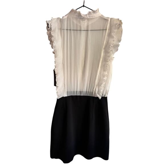 Zara Trafaluc Ruffle Sleeve Pleated Dress Black White Mock Neck S NWT Office - Picture 5 of 7